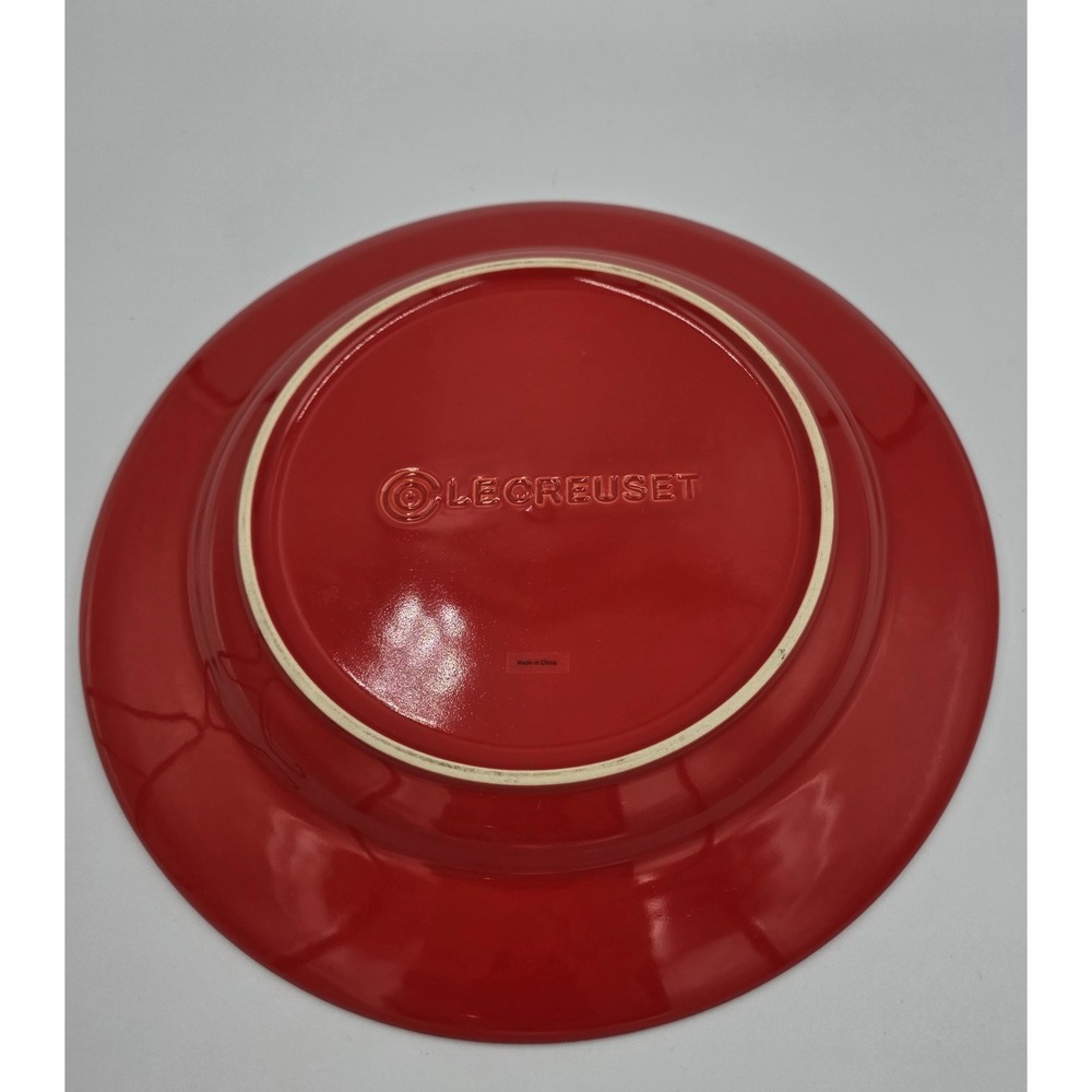 Le Creuset Solid Red Cerise Cherry Stoneware Round Dinner Plate 12" - Picture 2 of 5